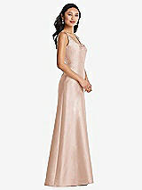 Side View Thumbnail - Cameo Pleated Bodice Open-Back Maxi Dress with Pockets