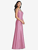 Side View Thumbnail - Powder Pink Pleated Bodice Open-Back Maxi Dress with Pockets