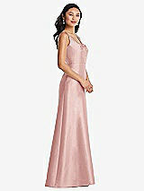 Side View Thumbnail - Rose Pleated Bodice Open-Back Maxi Dress with Pockets
