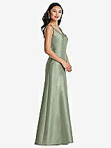 Side View Thumbnail - Sage Pleated Bodice Open-Back Maxi Dress with Pockets