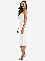 Side View Thumbnail - White Strapless Bow-Waist Pleated Satin Pencil Dress with Pockets
