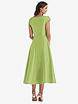 Rear View Thumbnail - Mojito Puff Cap Sleeve Full Skirt Satin Midi Dress