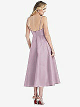 Rear View Thumbnail - Suede Rose Spaghetti Strap Full Skirt Satin Midi Dress