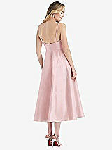 Rear View Thumbnail - Ballet Pink Spaghetti Strap Full Skirt Satin Midi Dress