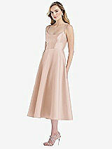 Side View Thumbnail - Cameo Spaghetti Strap Full Skirt Satin Midi Dress