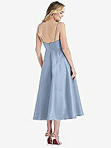 Rear View Thumbnail - Cloudy Spaghetti Strap Full Skirt Satin Midi Dress