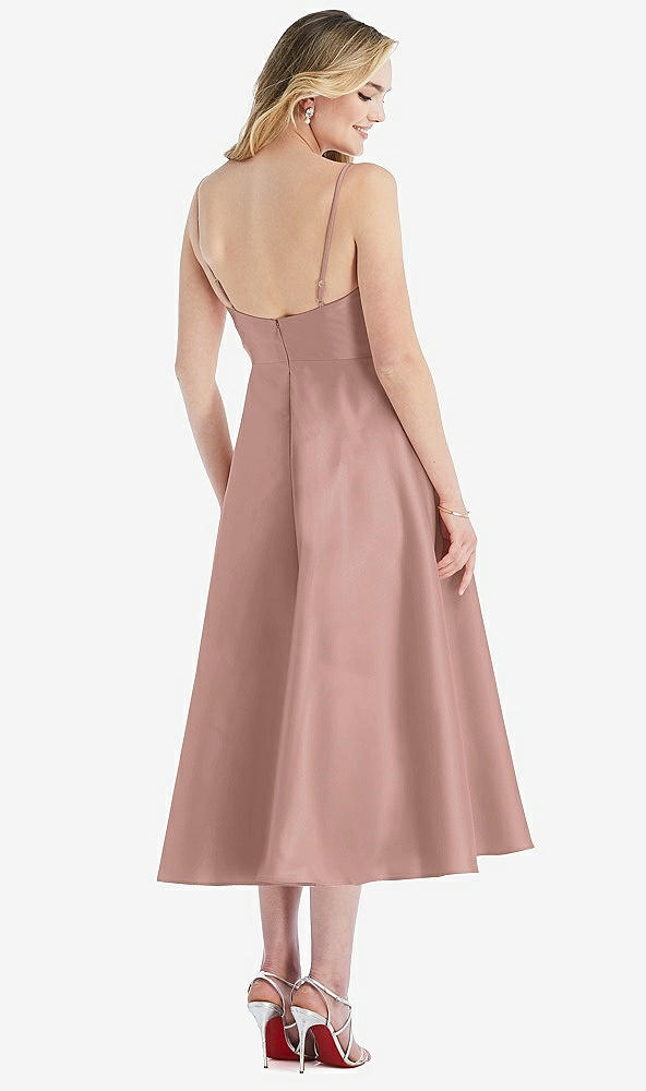 Back View - Neu Nude Spaghetti Strap Full Skirt Satin Midi Dress