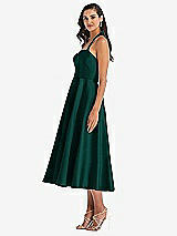 Side View Thumbnail - Evergreen Tie-Neck Halter Full Skirt Satin Midi Dress