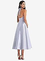 Rear View Thumbnail - Silver Dove Tie-Neck Halter Full Skirt Satin Midi Dress