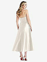 Rear View Thumbnail - Ivory Strapless Bow-Waist Full Skirt Satin Midi Dress