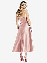 Rear View Thumbnail - Rose Strapless Bow-Waist Full Skirt Satin Midi Dress