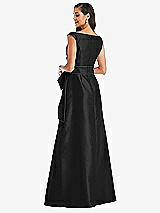 Rear View Thumbnail - Black & Black Off-the-Shoulder Bow-Waist Maxi Dress with Pockets