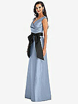 Side View Thumbnail - Cloudy & Black Off-the-Shoulder Bow-Waist Maxi Dress with Pockets