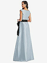 Rear View Thumbnail - Mist & Black Off-the-Shoulder Bow-Waist Maxi Dress with Pockets