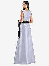 Rear View Thumbnail - Silver Dove & Black Off-the-Shoulder Bow-Waist Maxi Dress with Pockets