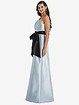 Side View Thumbnail - Mist & Black One-Shoulder Bow-Waist Maxi Dress with Pockets