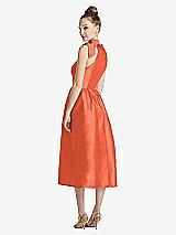 Rear View Thumbnail - Fiesta Bowed High-Neck Full Skirt Midi Dress with Pockets