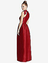 Rear View Thumbnail - Garnet Bowed High-Neck Full Skirt Maxi Dress with Pockets