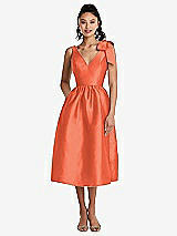 Side View Thumbnail - Fiesta Bowed-Shoulder Full Skirt Midi Dress with Pockets
