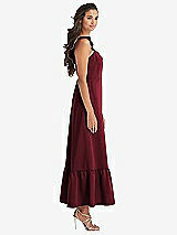 Side View Thumbnail - Cabernet Ruffled Convertible Sleeve Midi Dress