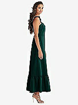 Side View Thumbnail - Evergreen Ruffled Convertible Sleeve Midi Dress