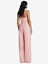 Rear View Thumbnail - Rose Strapless Pleated Front Jumpsuit with Pockets