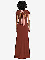 Front View Thumbnail - Auburn Moon & Desert Rose Puff Cap Sleeve Cutout Tie-Back Trumpet Gown