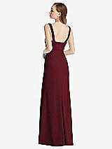 Rear View Thumbnail - Cabernet Wide Strap Notch Empire Waist Dress with Front Slit