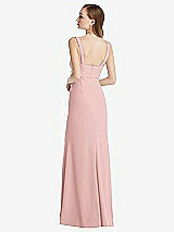 Rear View Thumbnail - Rose Wide Strap Notch Empire Waist Dress with Front Slit