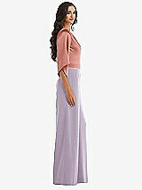 Side View Thumbnail - Lilac Haze & Desert Rose One-Shoulder Bell Sleeve Jumpsuit with Pockets