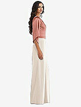 Side View Thumbnail - Oat & Desert Rose One-Shoulder Bell Sleeve Jumpsuit with Pockets