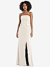 Front View Thumbnail - Ivory Strapless Tuxedo Maxi Dress with Front Slit