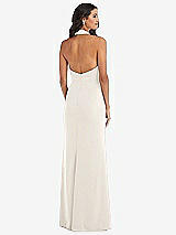 Rear View Thumbnail - Ivory Halter Tuxedo Maxi Dress with Front Slit