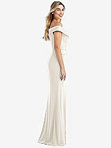 Side View Thumbnail - Ivory Off-the-Shoulder Tuxedo Maxi Dress with Front Slit