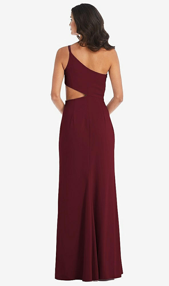 Back View - Cabernet One-Shoulder Midriff Cutout Maxi Dress