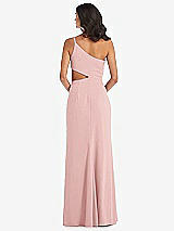 Rear View Thumbnail - Rose One-Shoulder Midriff Cutout Maxi Dress