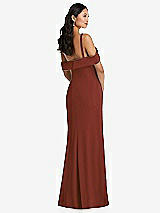 Alt View 3 Thumbnail - Auburn Moon One-Shoulder Draped Cuff Maxi Dress with Front Slit
