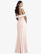 Alt View 3 Thumbnail - Blush One-Shoulder Draped Cuff Maxi Dress with Front Slit