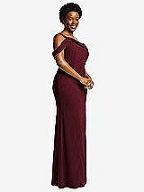 Side View Thumbnail - Cabernet One-Shoulder Draped Cuff Maxi Dress with Front Slit