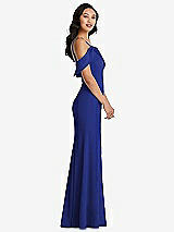 Alt View 2 Thumbnail - Cobalt Blue One-Shoulder Draped Cuff Maxi Dress with Front Slit