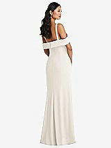 Alt View 3 Thumbnail - Ivory One-Shoulder Draped Cuff Maxi Dress with Front Slit