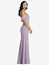 Alt View 2 Thumbnail - Lilac Haze One-Shoulder Draped Cuff Maxi Dress with Front Slit