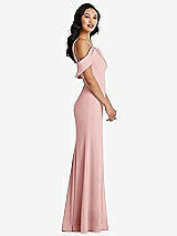 Alt View 2 Thumbnail - Rose One-Shoulder Draped Cuff Maxi Dress with Front Slit