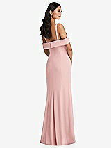 Alt View 3 Thumbnail - Rose One-Shoulder Draped Cuff Maxi Dress with Front Slit