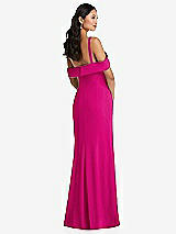 Alt View 3 Thumbnail - Think Pink One-Shoulder Draped Cuff Maxi Dress with Front Slit