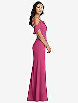 Alt View 2 Thumbnail - Tea Rose One-Shoulder Draped Cuff Maxi Dress with Front Slit