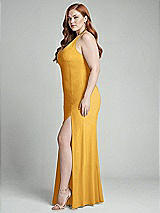 Alt View 2 Thumbnail - NYC Yellow High-Neck Halter Dress with Twist Criss Cross Back