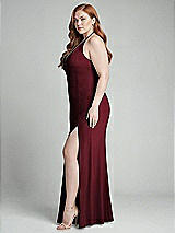 Alt View 2 Thumbnail - Cabernet High-Neck Halter Dress with Twist Criss Cross Back