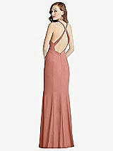 Front View Thumbnail - Desert Rose High-Neck Halter Dress with Twist Criss Cross Back