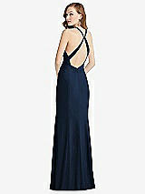Front View Thumbnail - Midnight Navy High-Neck Halter Dress with Twist Criss Cross Back
